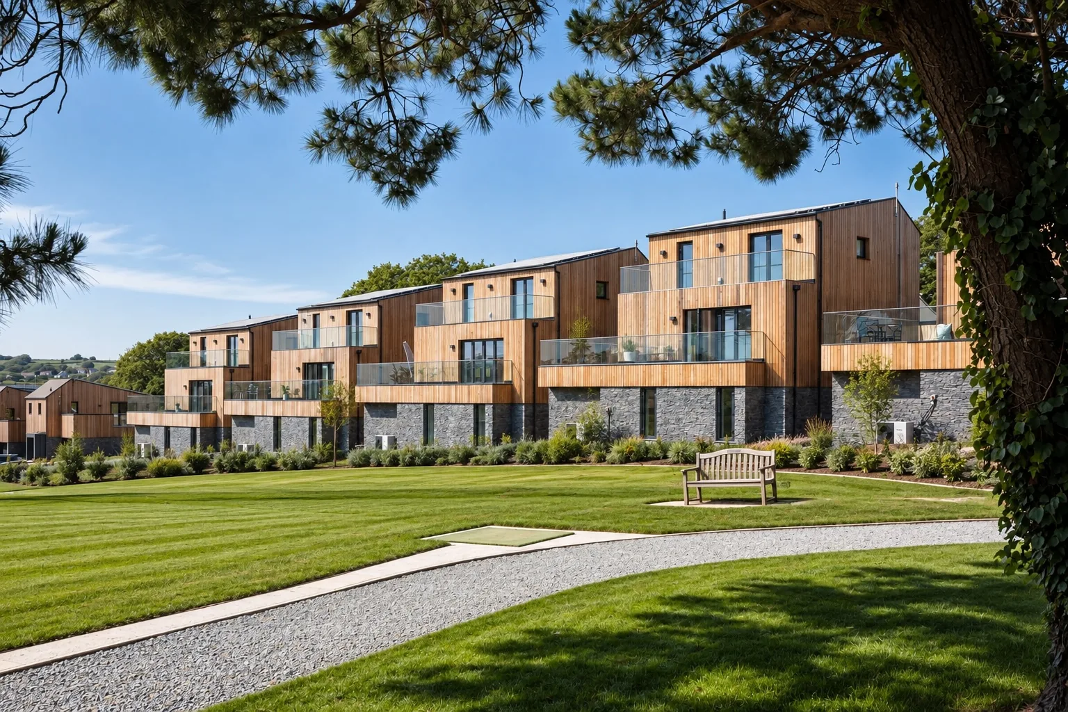 Timber-clad homes at The Green, Falmouth