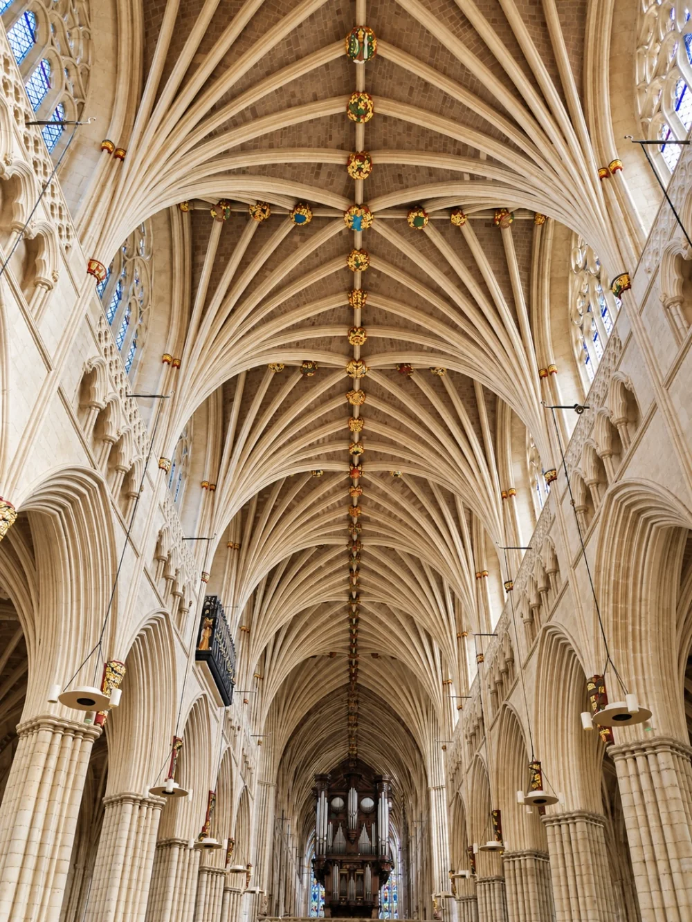 The vaulted ceiling of Exeter Cathedral