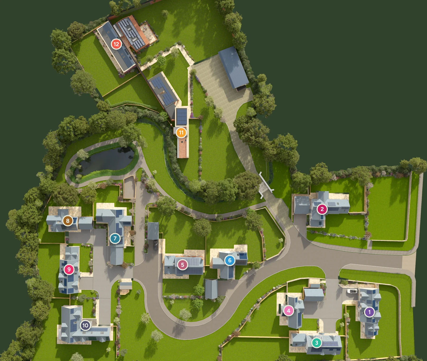 Lacuna Gardens site plan showing plots 1 to 12