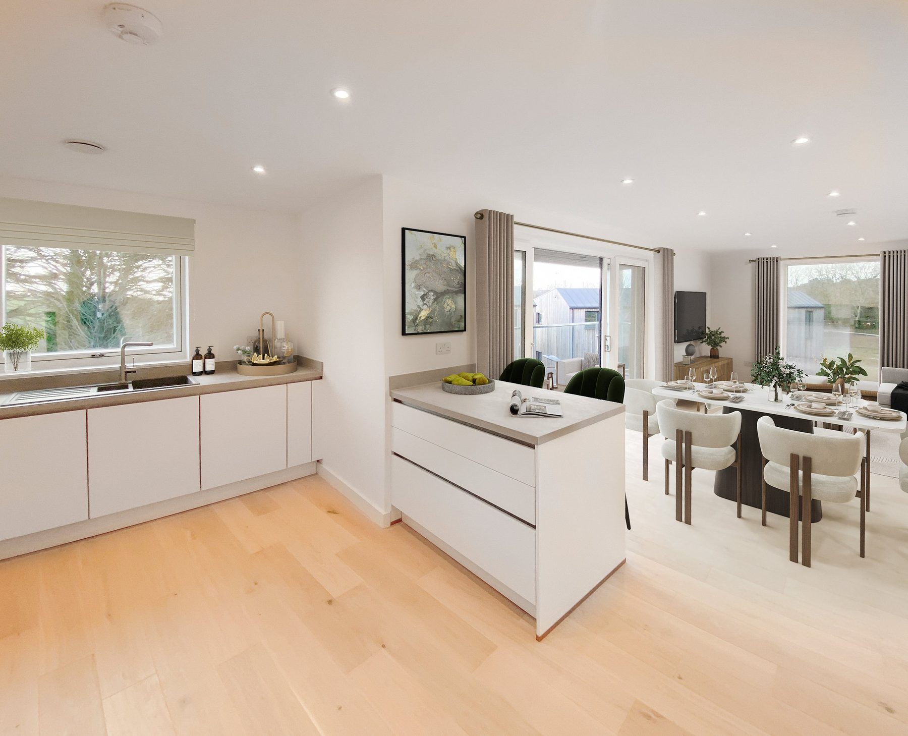 Open-plan kitchen and dining at The Green